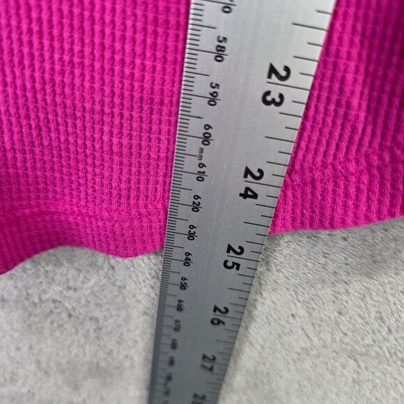 Womens Gap Pink Waffle Tee Thermal Knit Shirt Long Sleeve Round Neck Size XL - Picture 5 of 6